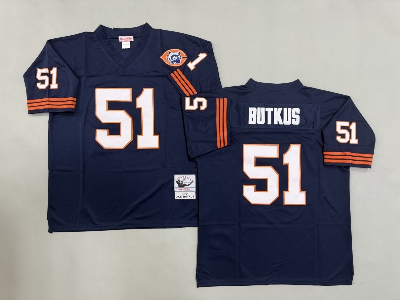 Men 2025 Nike Chicago Bears #51 Butkus Blue Throwback Limited NFL Jersey style 001